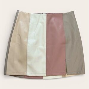 Le Lis Color Block Faux Leather Mini Skirt